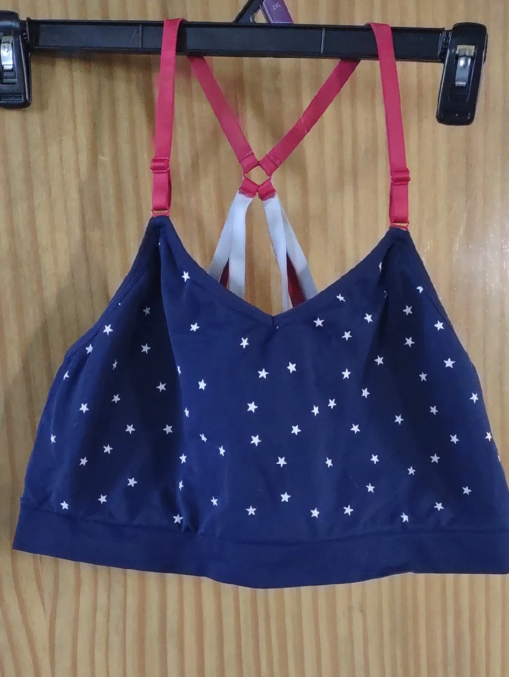 Cacique 20/22 Navy Star Print Bralette with Pink Straps - Picture 1 of 3
